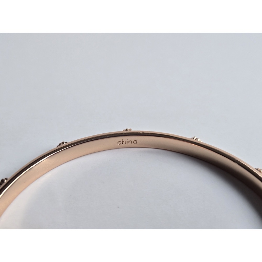 NWT Coach tea rose gold-tone bangle bracelet - crystal studs, 2.75" diameter - Picture 7 of 8